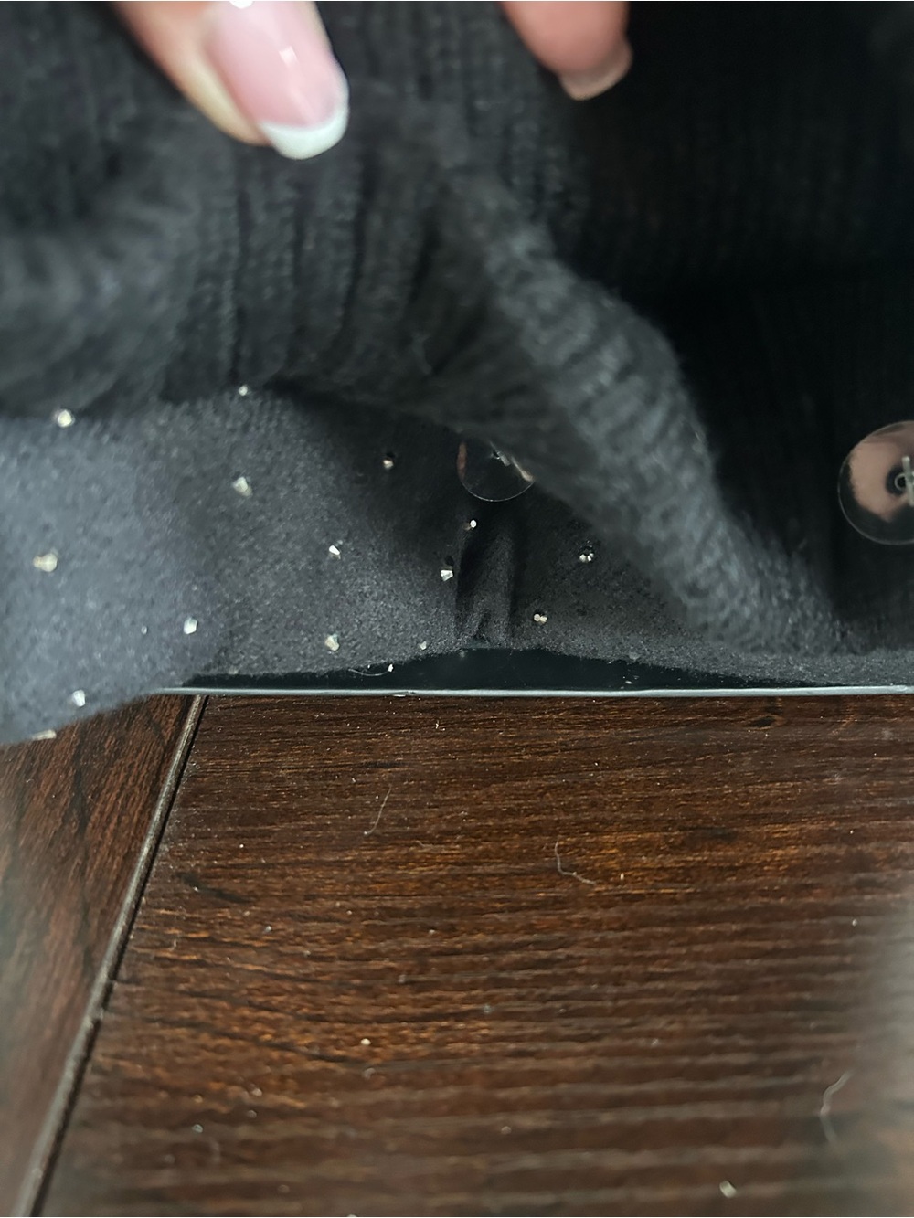 BCBG Black Ribbed Beanie with Silver Studs - Picture 2 of 4